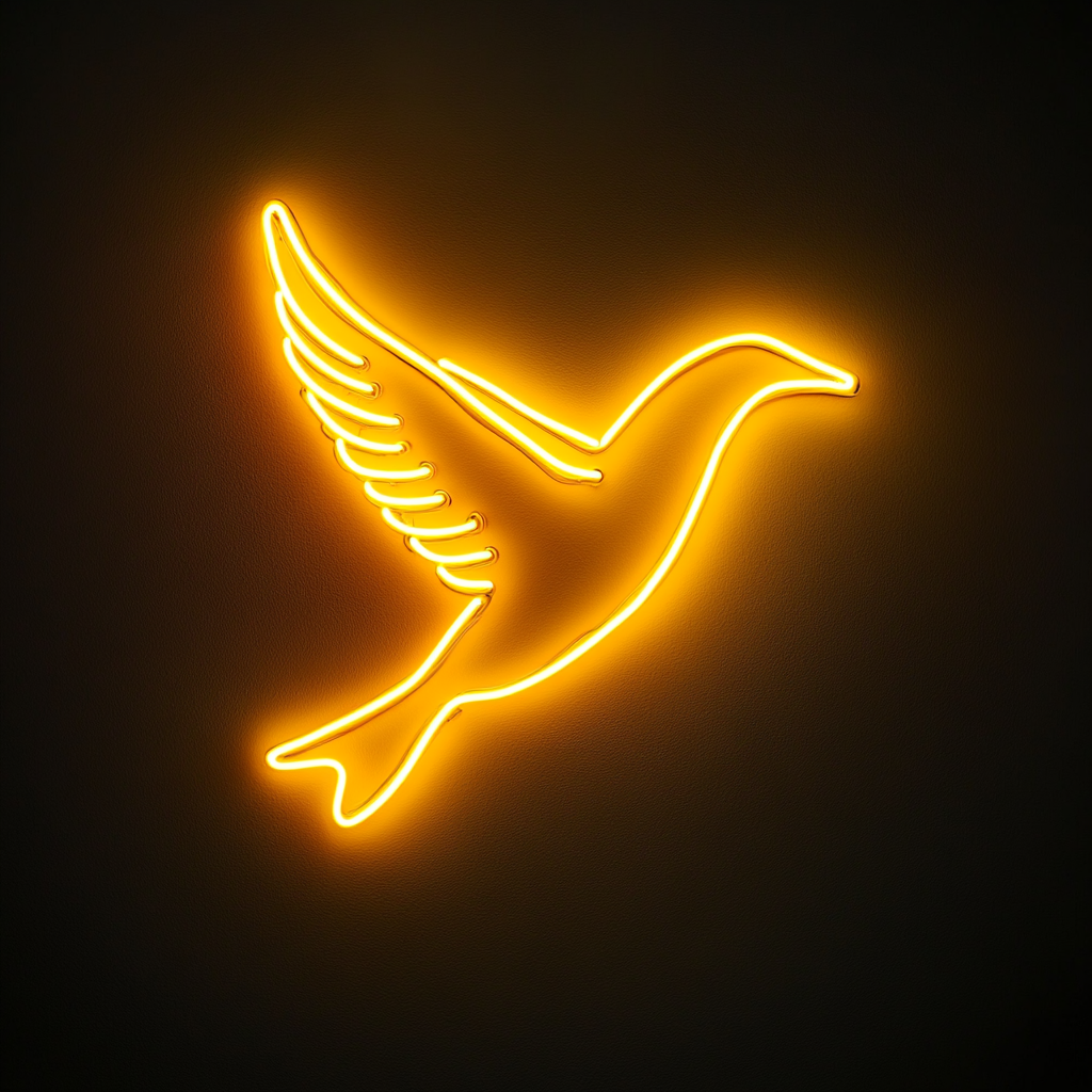 Bird in Flight - Yellow Neon Sign, 18 Inches