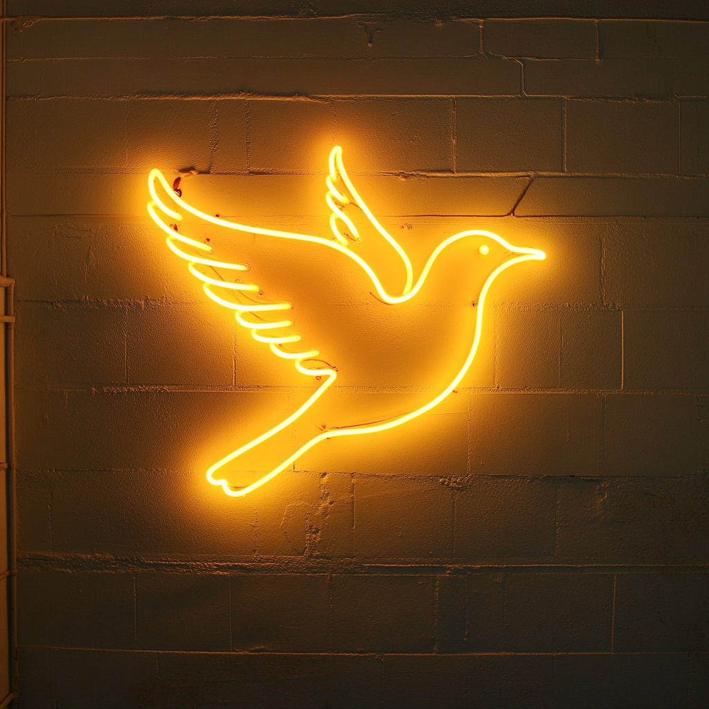Bird in Flight - Yellow Neon Sign, 24 Inches