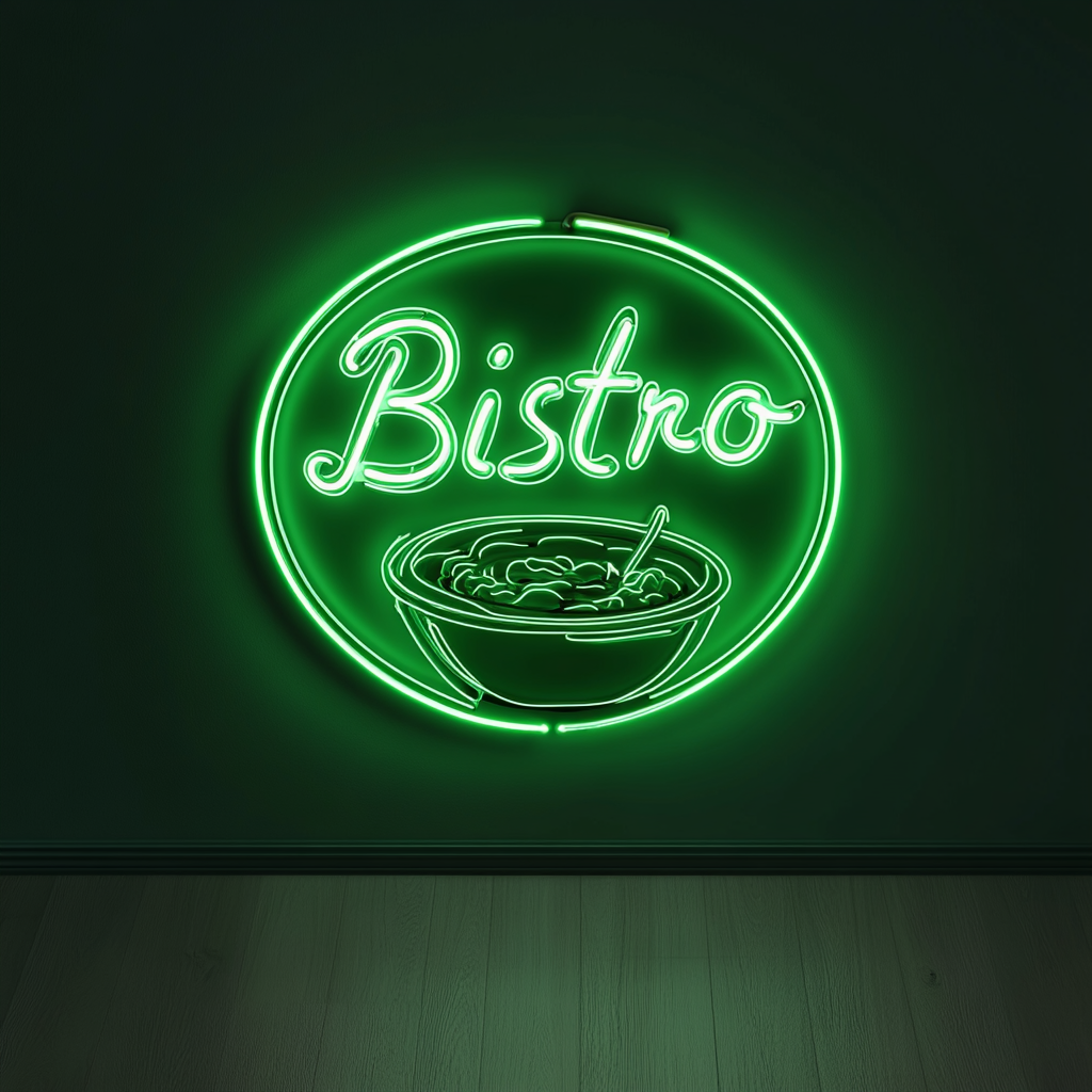 "Bistro" - Green Neon Sign, 18 Inches