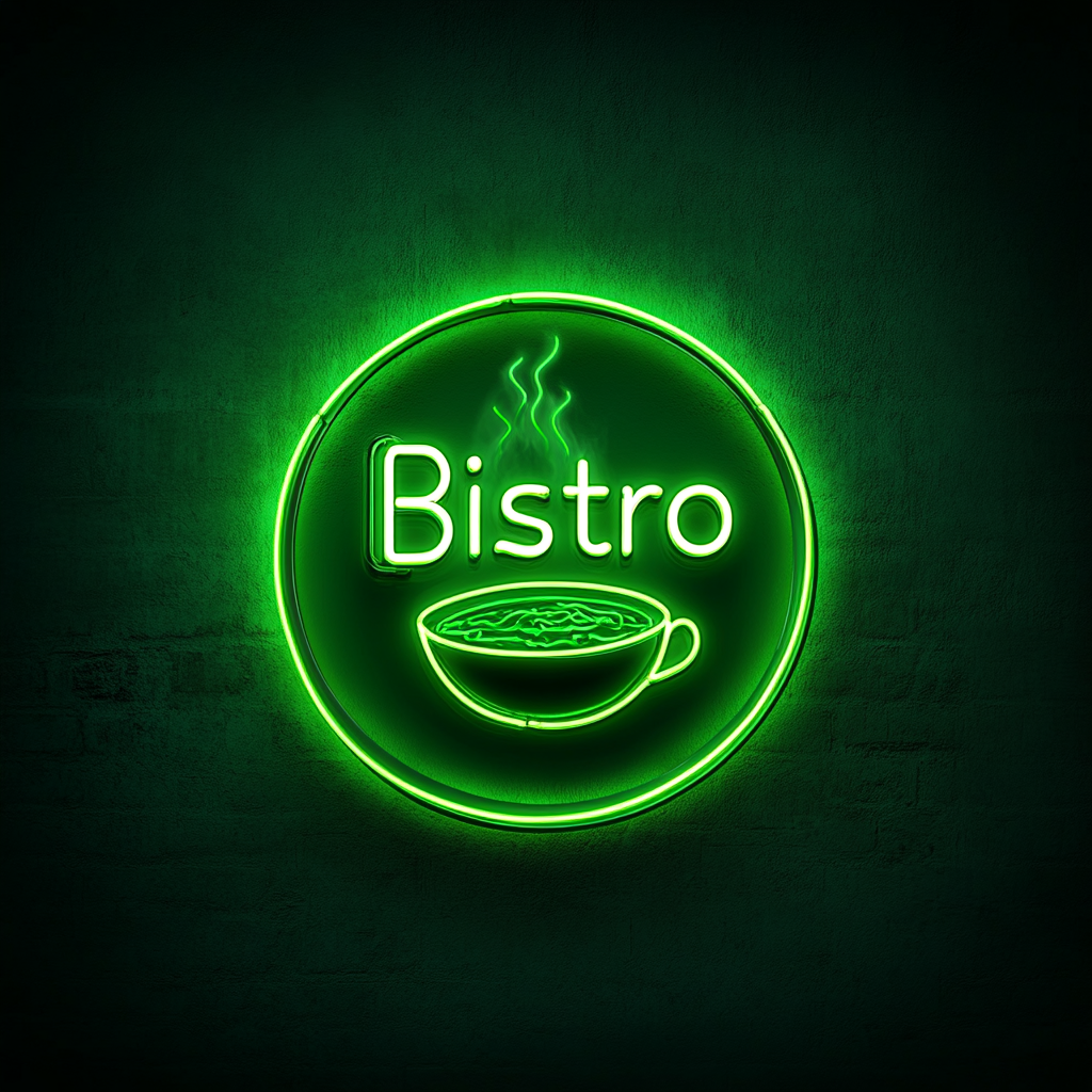 "Bistro" - Green Neon Sign, 18 Inches