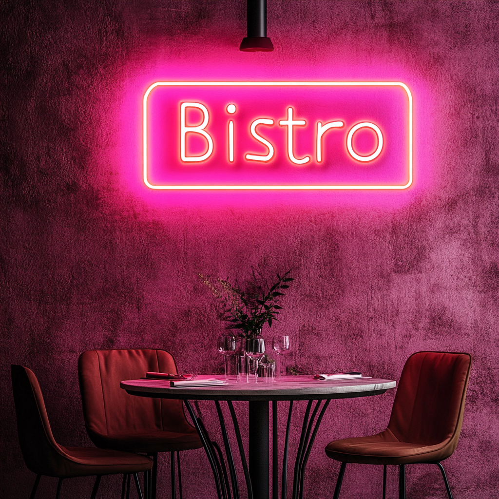 "Bistro" - Pink Neon Sign, 18 Inches