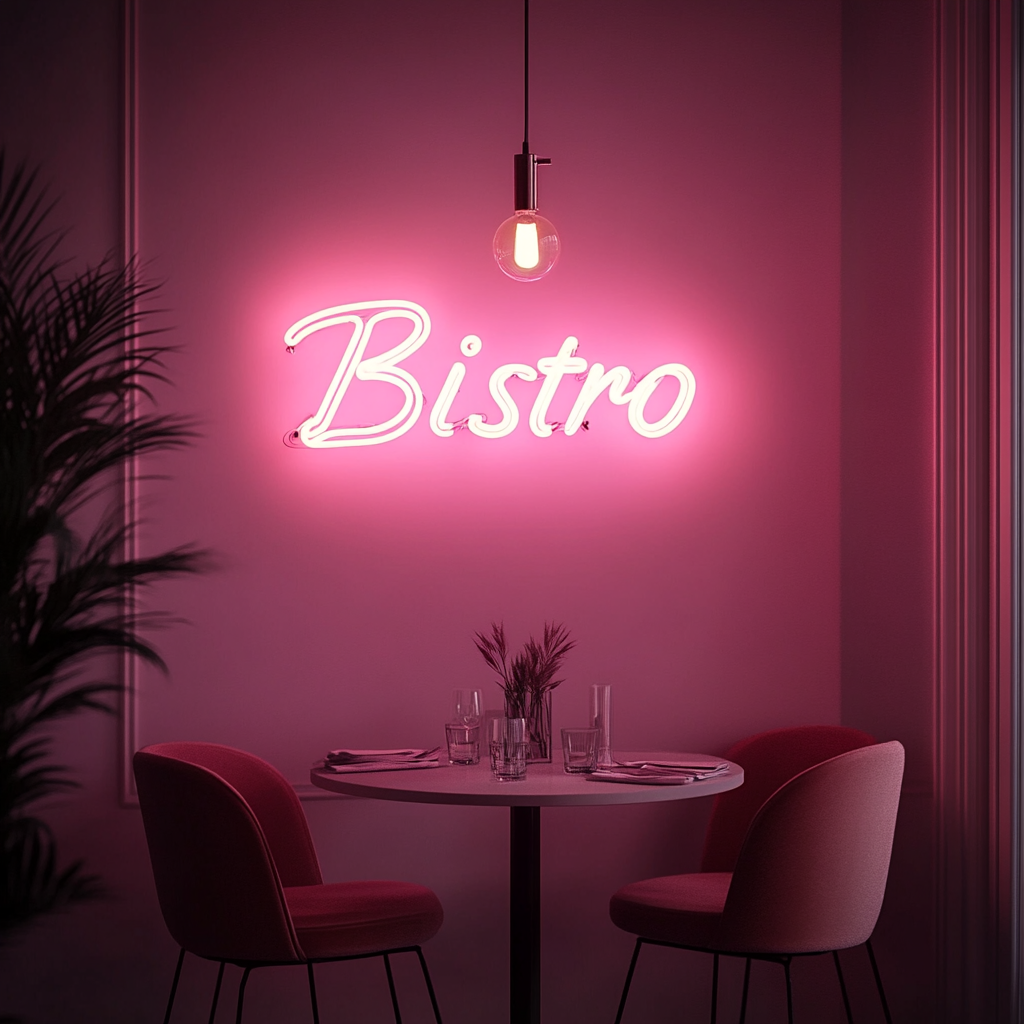 "Bistro" - Pink Neon Sign, 18 Inches
