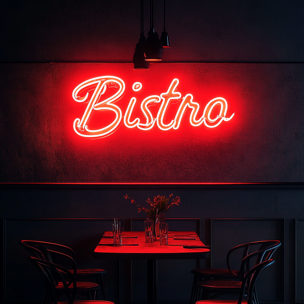 "Bistro" - Red Neon Sign, 18 Inches