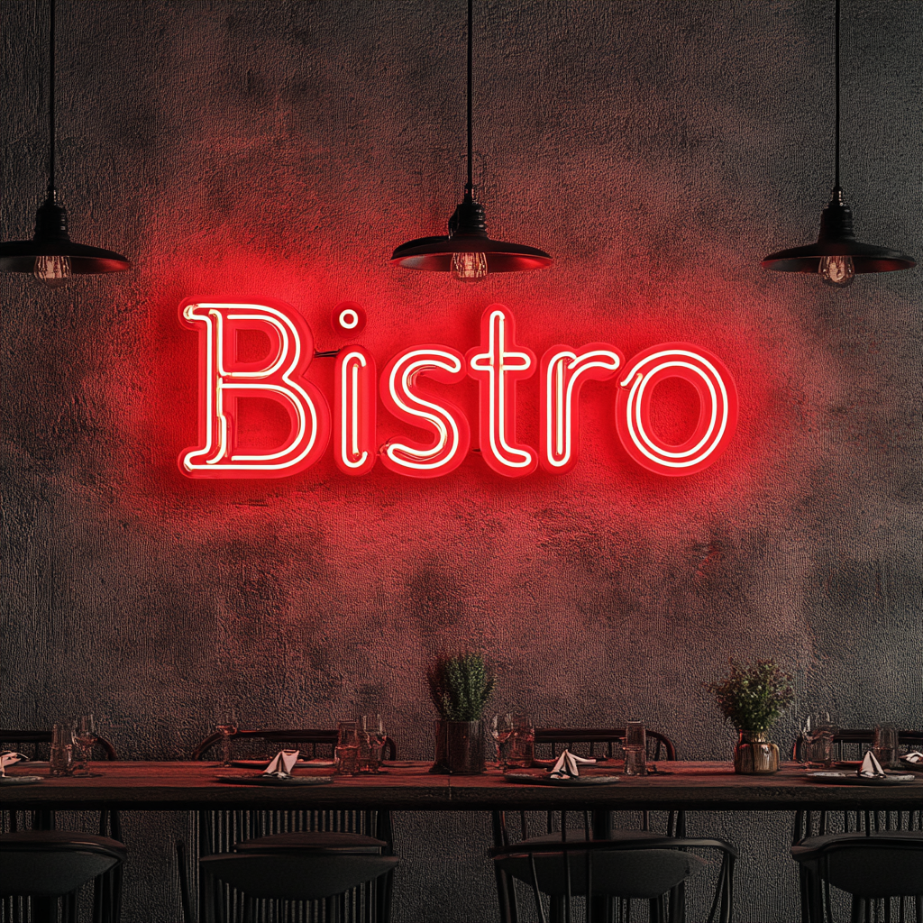 "Bistro" - Red Neon Sign, 18 Inches