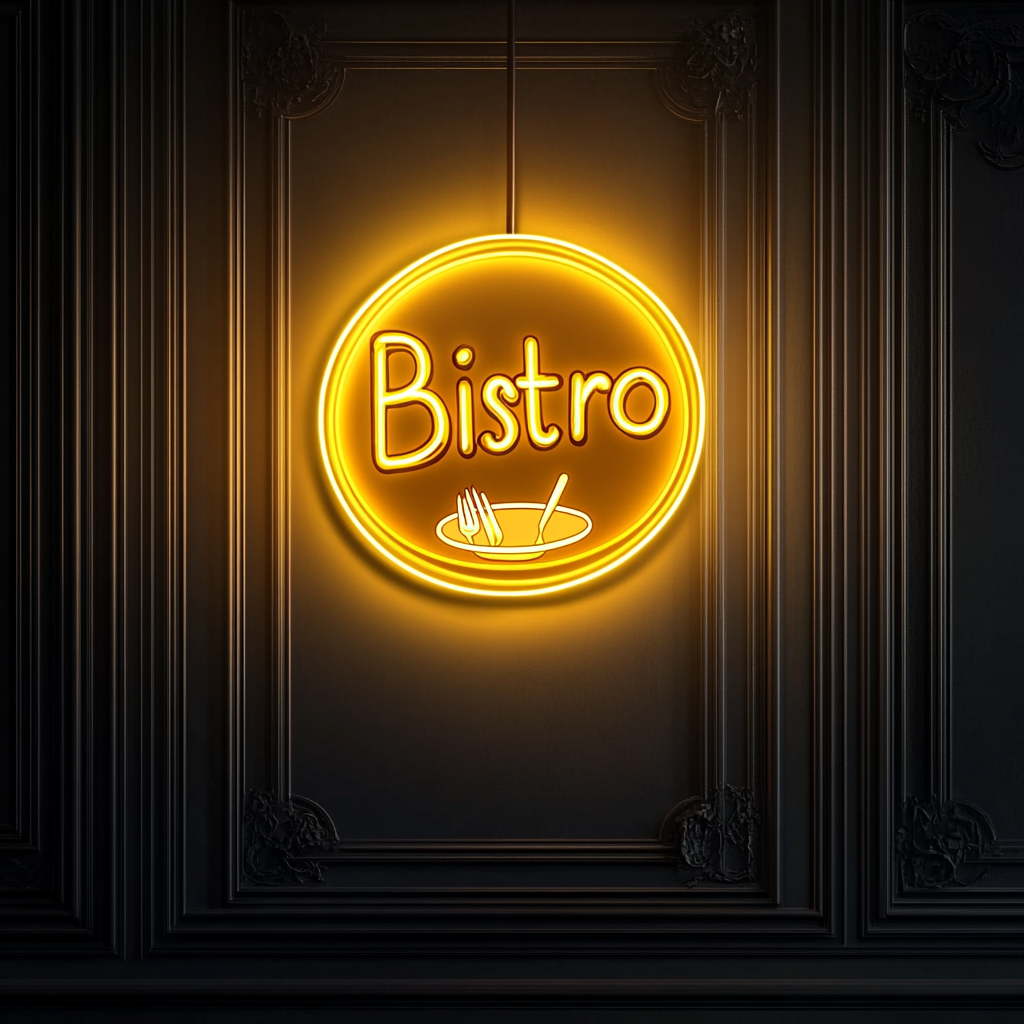 "Bistro" - Yellow Neon Sign, 18 Inches