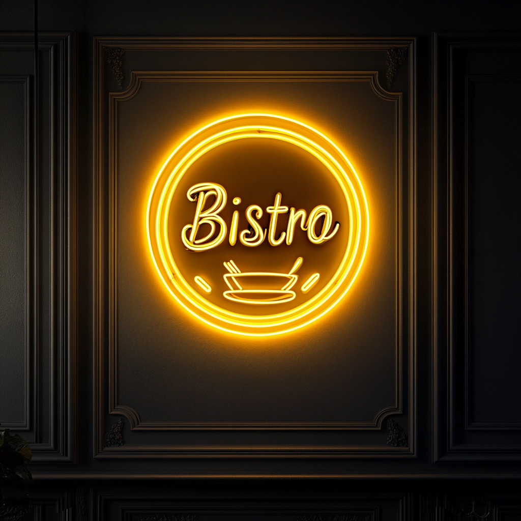 "Bistro" - Yellow Neon Sign, 18 Inches