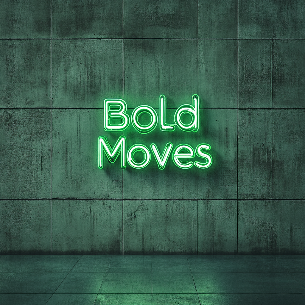 "Bold Moves" - Green Neon Sign, 18 Inches