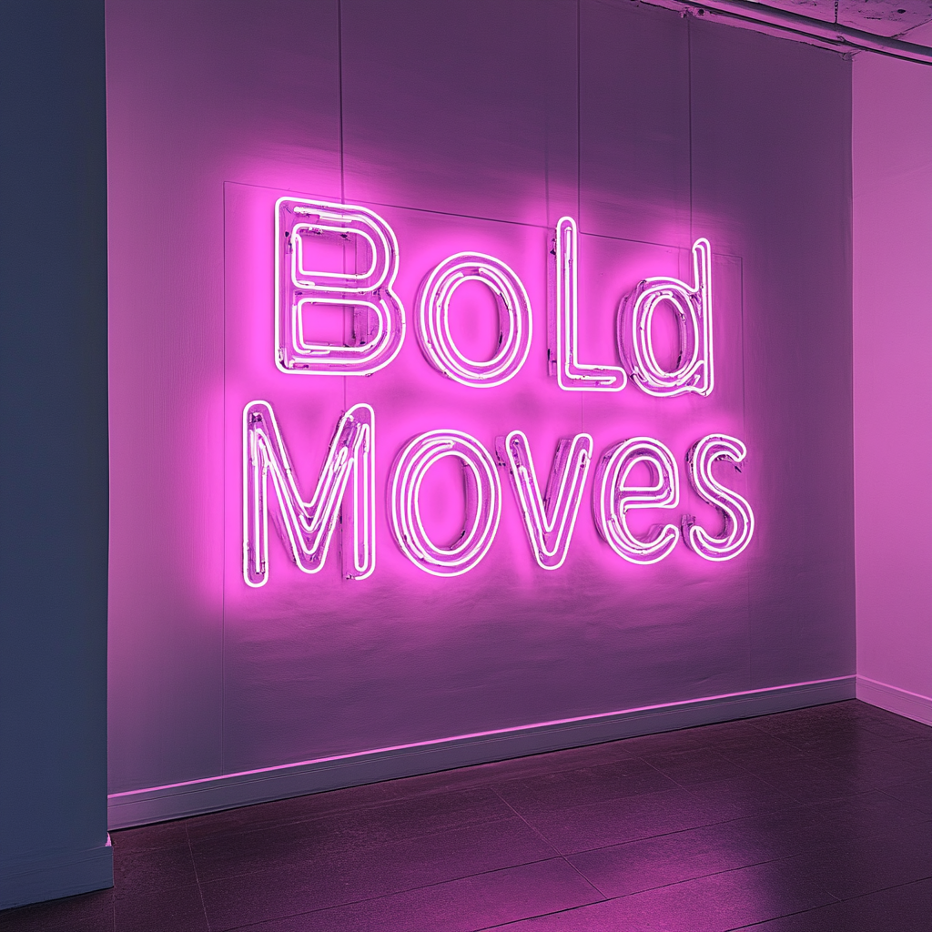 "Bold Moves" - Pink Neon Sign, 18 Inches