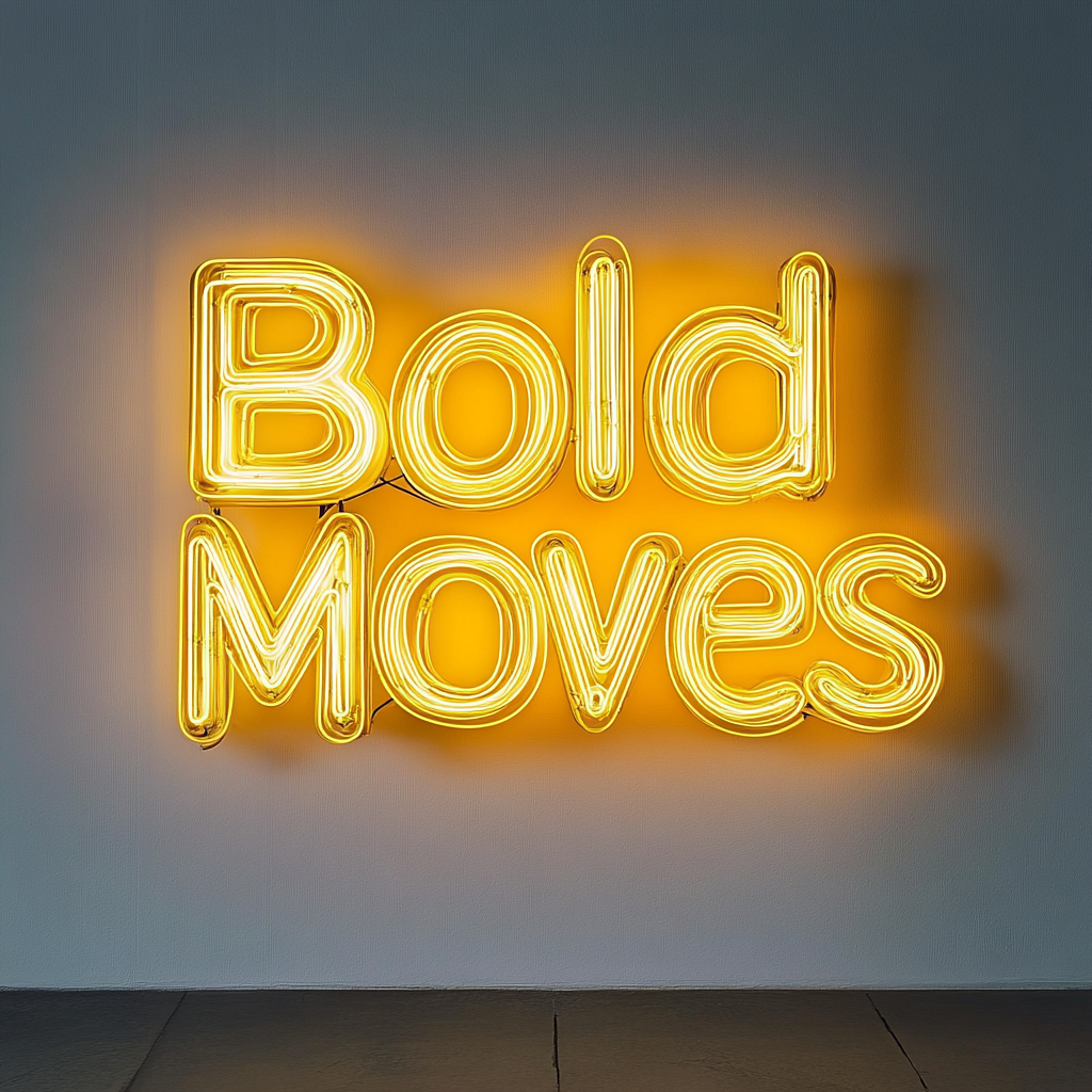 "Bold Moves" - Yellow Neon Sign, 24 Inches