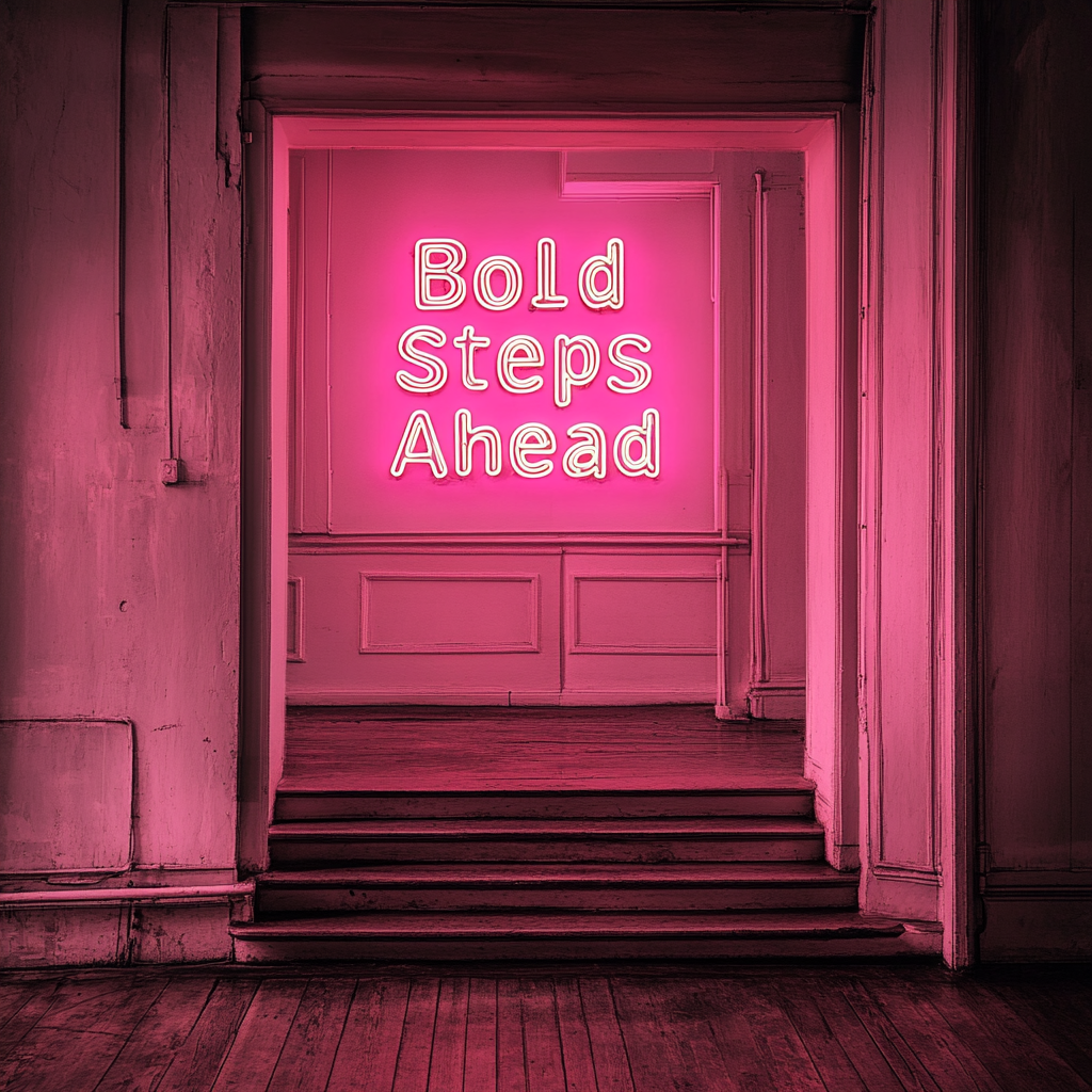 "Bold Steps Ahead" - Pink Neon Sign, 24 Inches