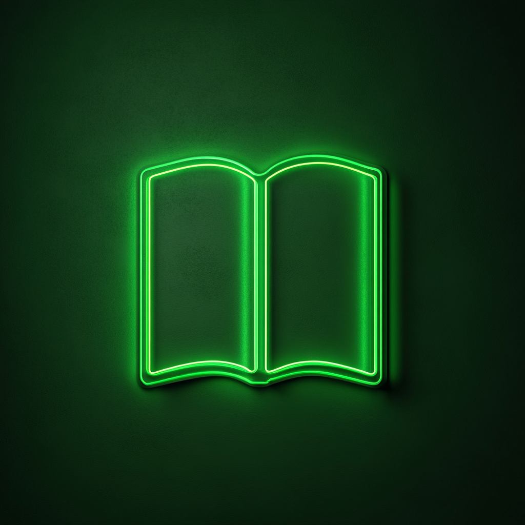 Book - Green Neon Sign, 24 Inches