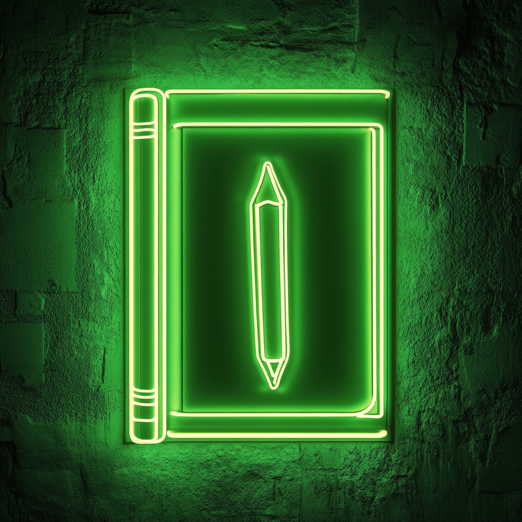 Book Pen - Green Neon Sign, 18 Inches