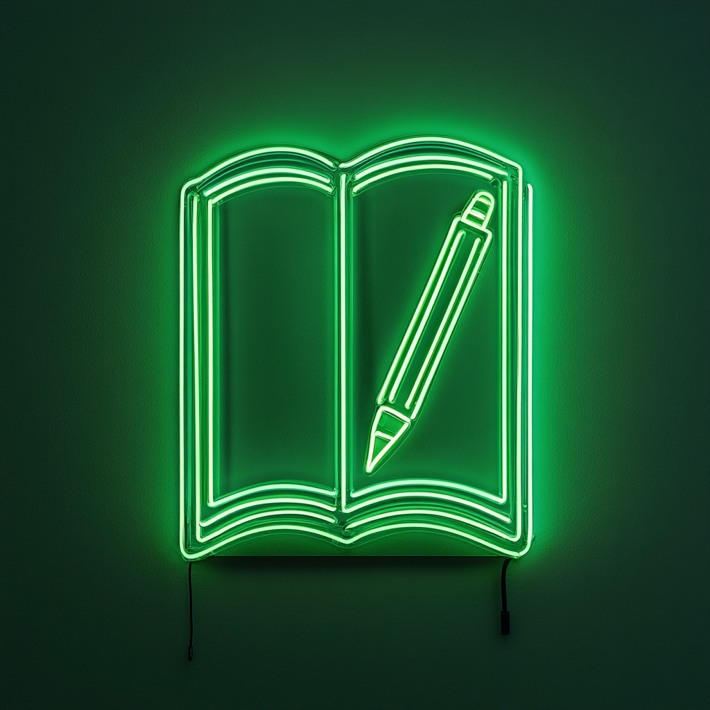 Book Pen - Green Neon Sign, 24 Inches