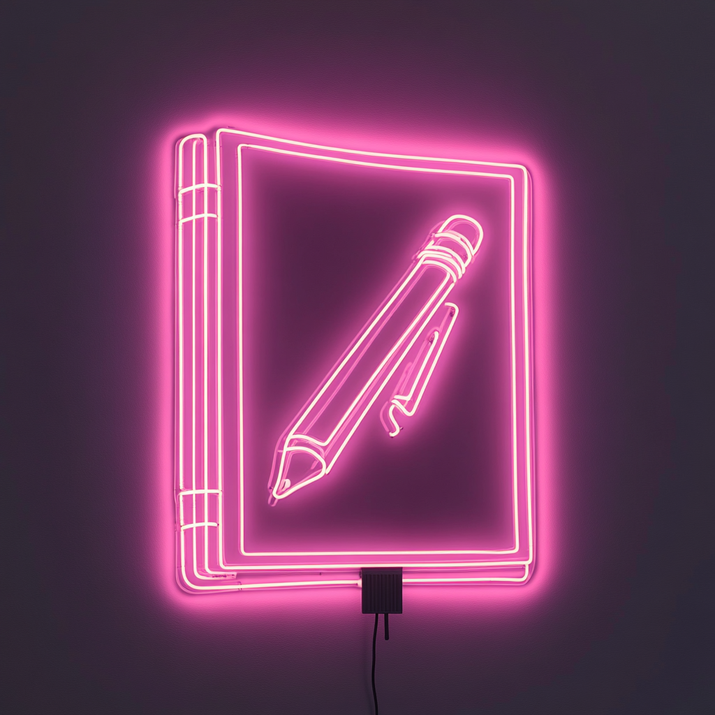 Book Pen - Pink Neon Sign, 18 Inches