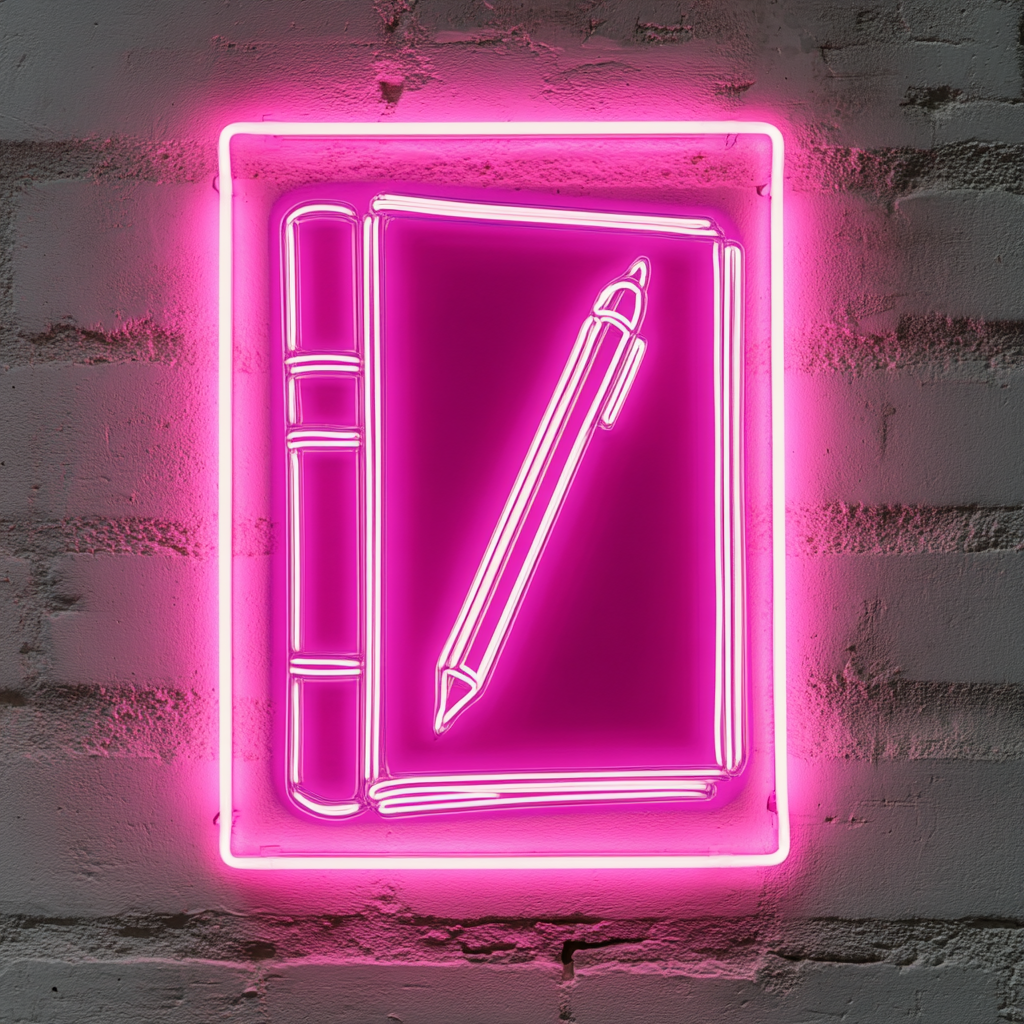 Book Pen - Pink Neon Sign, 18 Inches