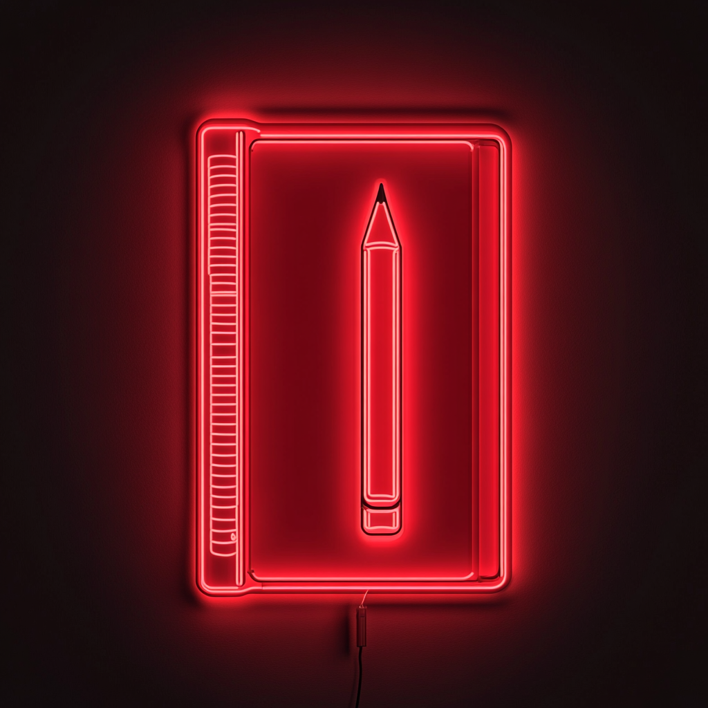 Book Pen - Red Neon Sign, 18 Inches