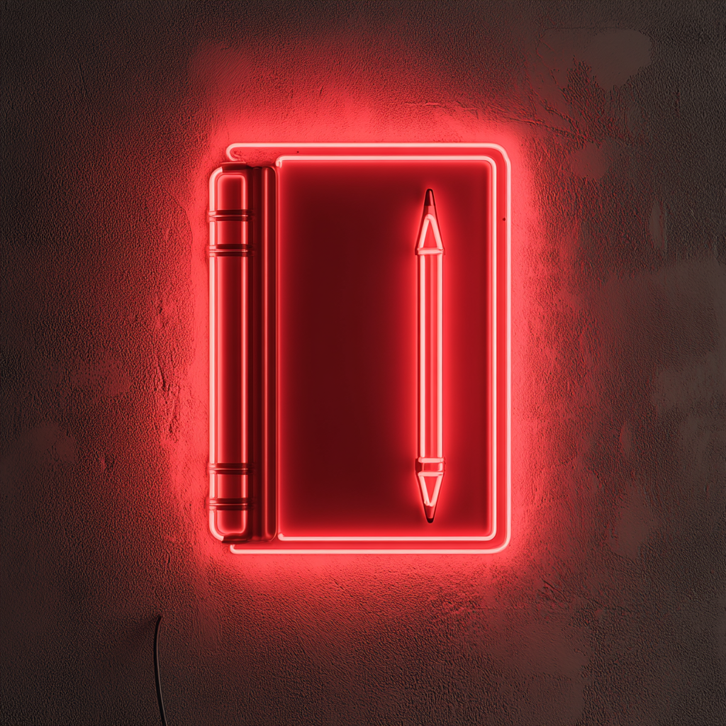 Book Pen - Red Neon Sign, 18 Inches