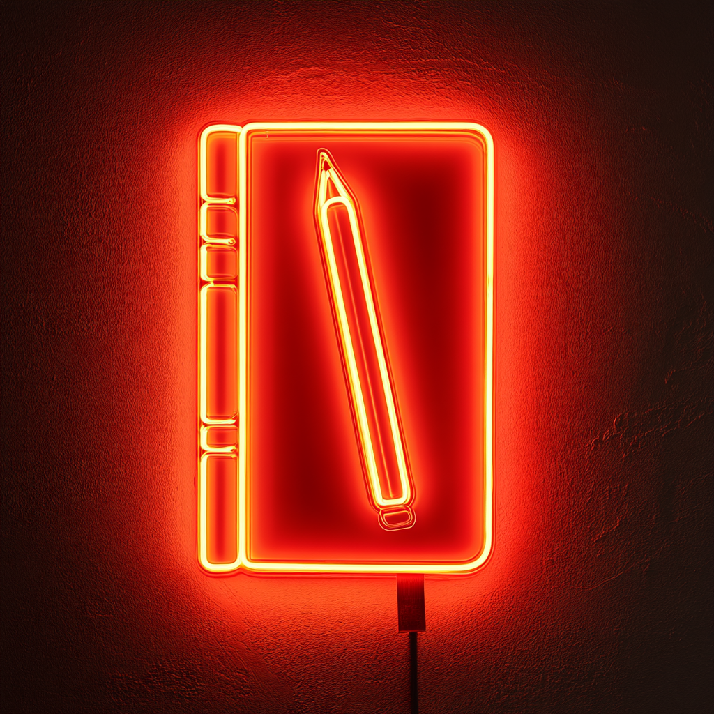 Book Pen - Red Neon Sign, 24 Inches