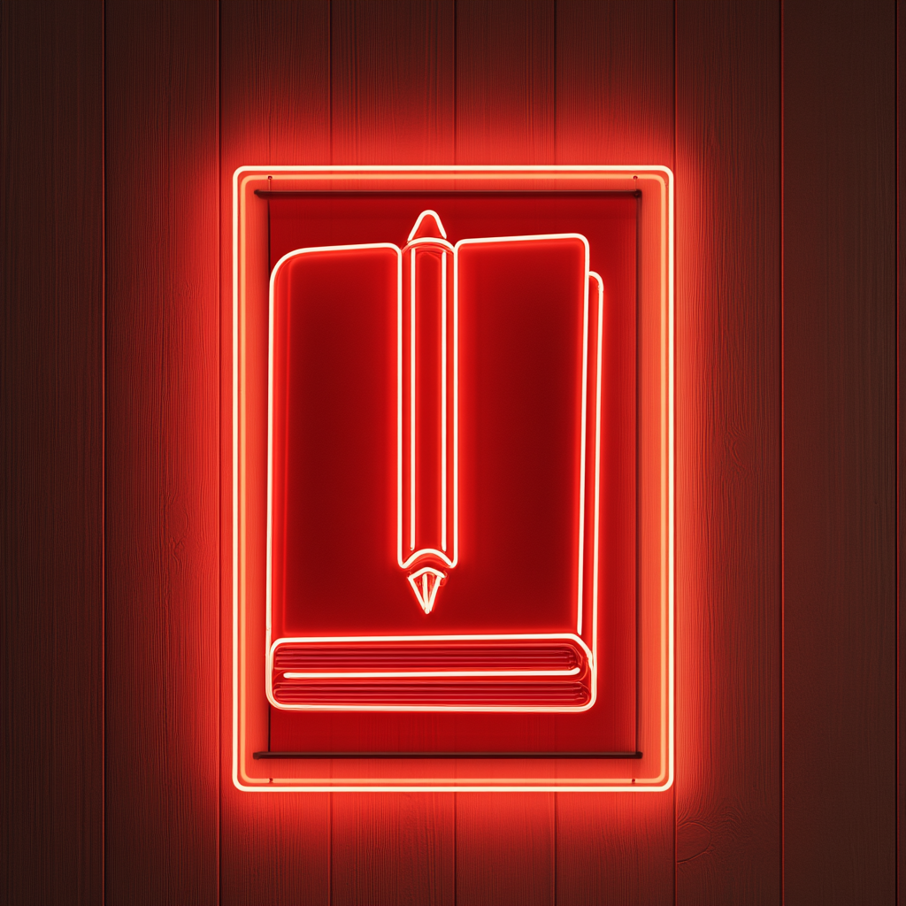 Book Pen - Red Neon Sign, 24 Inches