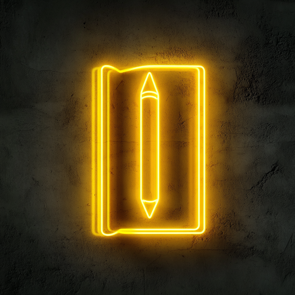 Book Pen - Yellow Neon Sign, 24 Inches