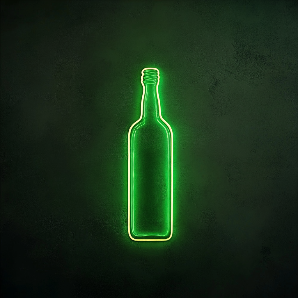 Bottle - Green Neon Sign, 18 Inches