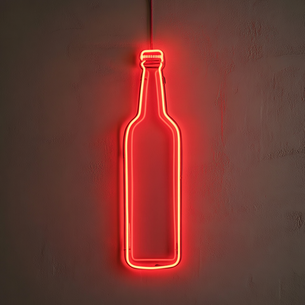 Bottle - Red Neon Sign, 18 Inches