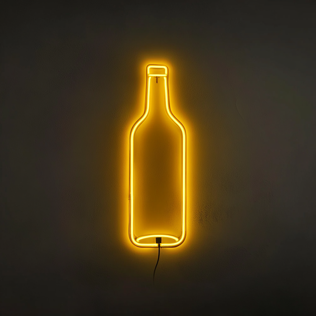Bottle - Yellow Neon Sign, 18 Inches