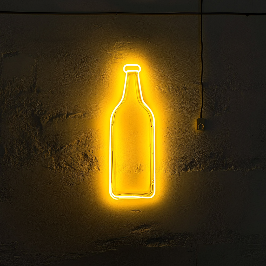 Bottle - Yellow Neon Sign, 18 Inches