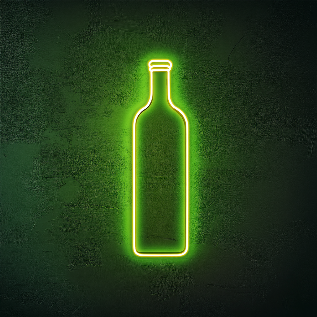 Bottle of Olive Oil - Green Neon Sign, 18 Inches