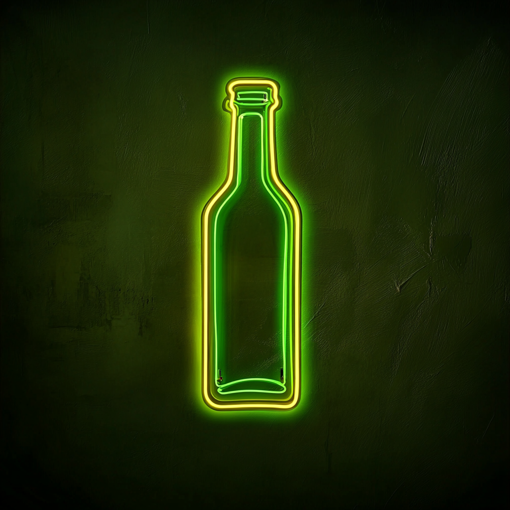 Bottle of Olive Oil - Green Neon Sign, 24 Inches