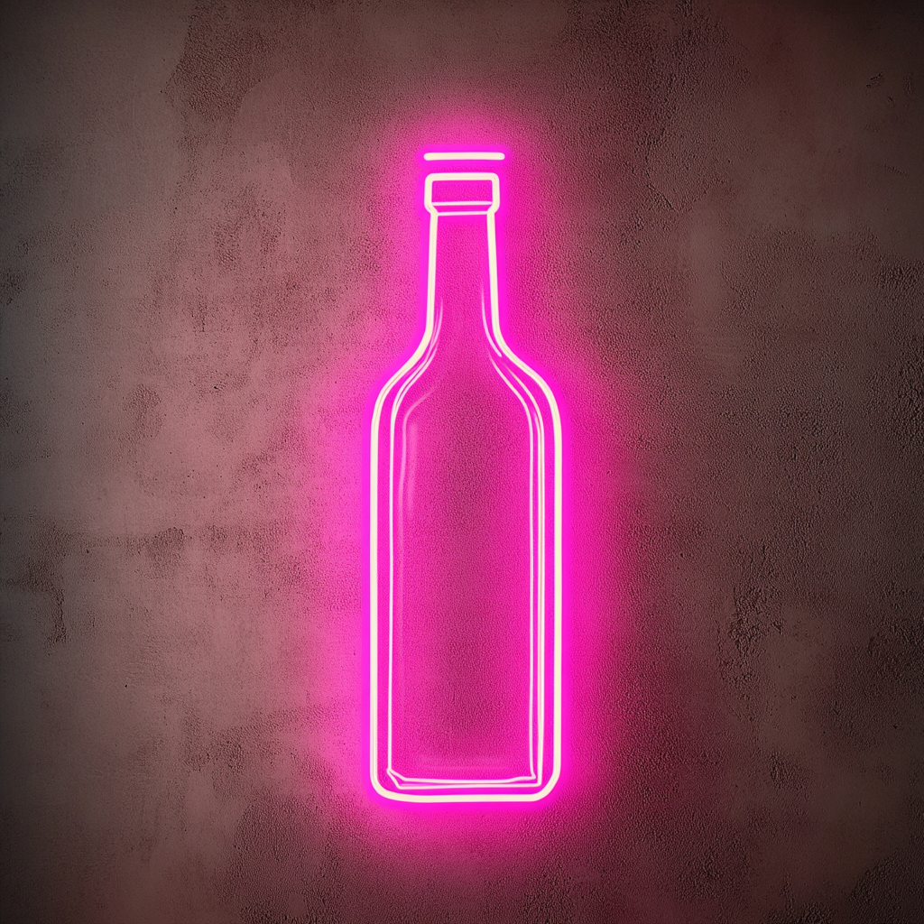Bottle of Olive Oil - Pink Neon Sign, 18 Inches