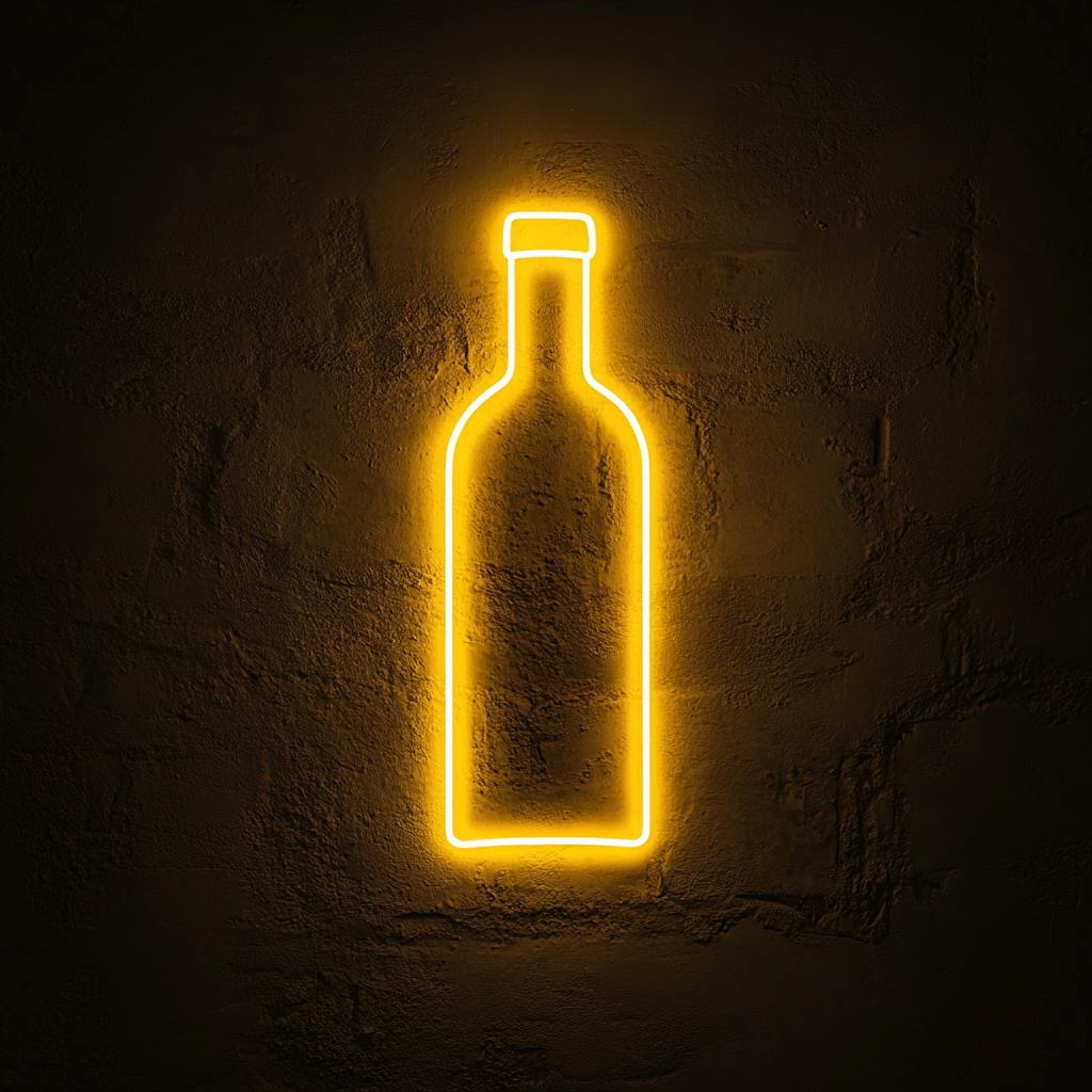 Bottle of Olive Oil - Yellow Neon Sign, 18 Inches