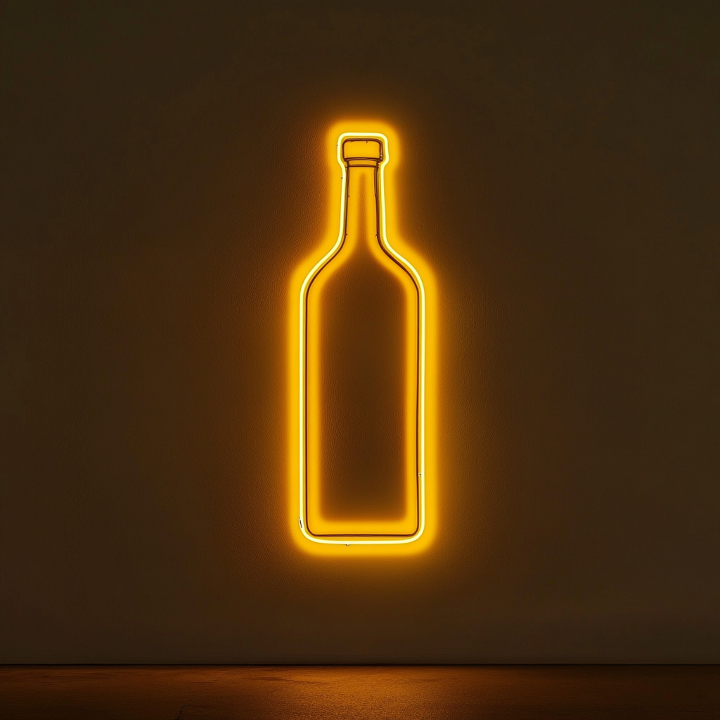 Bottle of Olive Oil - Yellow Neon Sign, 18 Inches