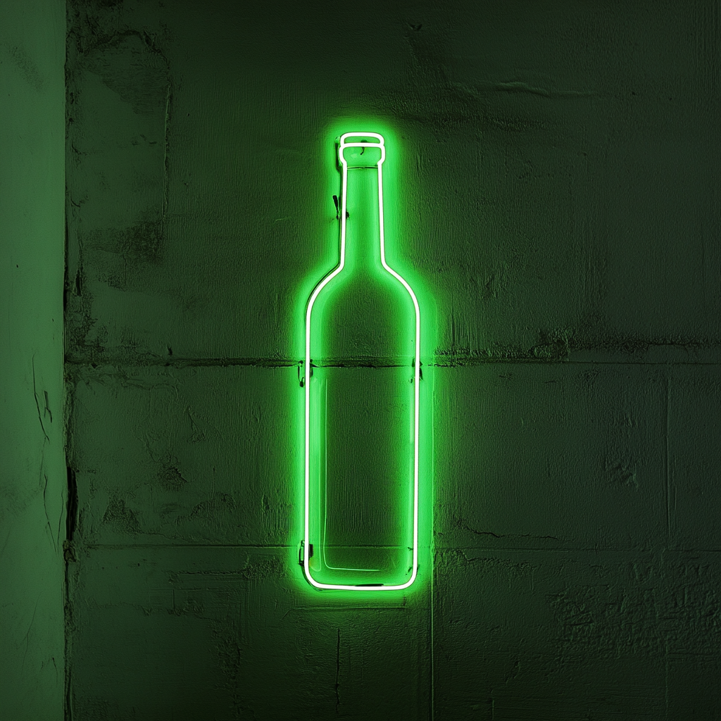 Bottle of Wine - Green Neon Sign, 24 Inches