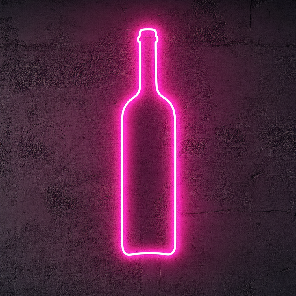 Bottle of Wine - Pink Neon Sign, 18 Inches