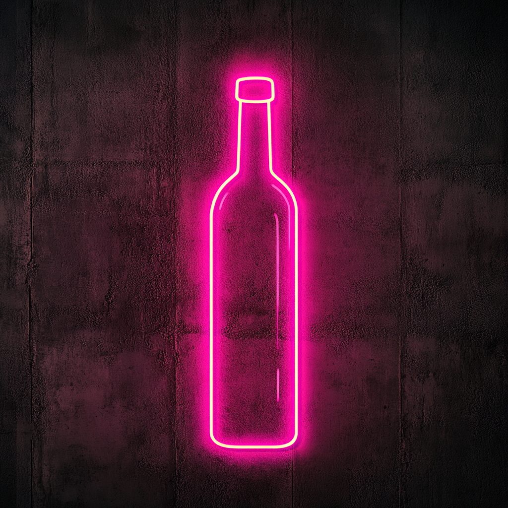 Bottle of Wine - Pink Neon Sign, 24 Inches