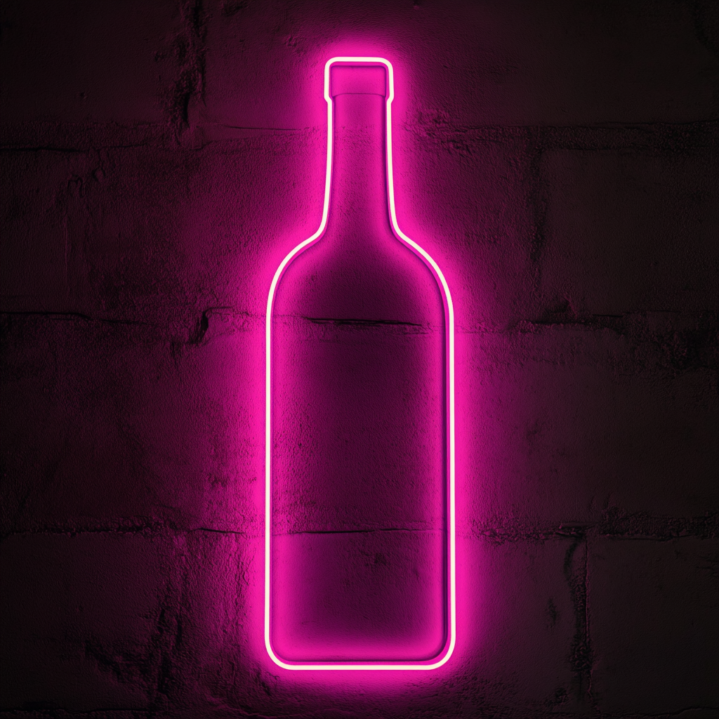 Bottle of Wine - Pink Neon Sign, 24 Inches