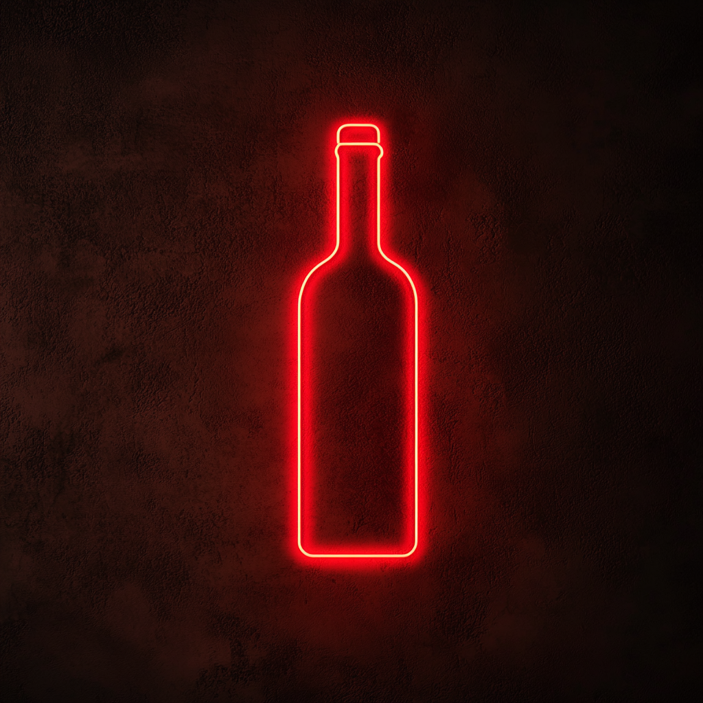 Bottle of Wine - Red Neon Sign, 18 Inches