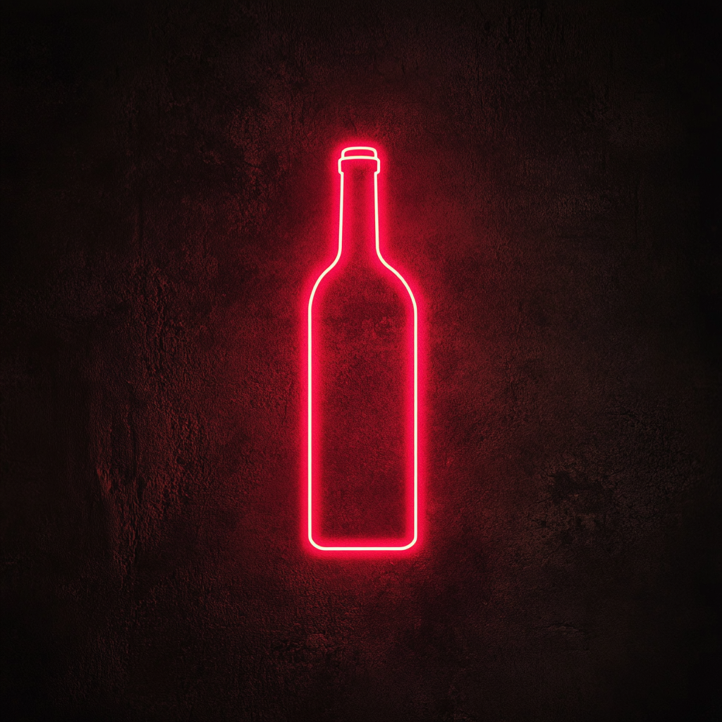 Bottle of Wine - Red Neon Sign, 18 Inches