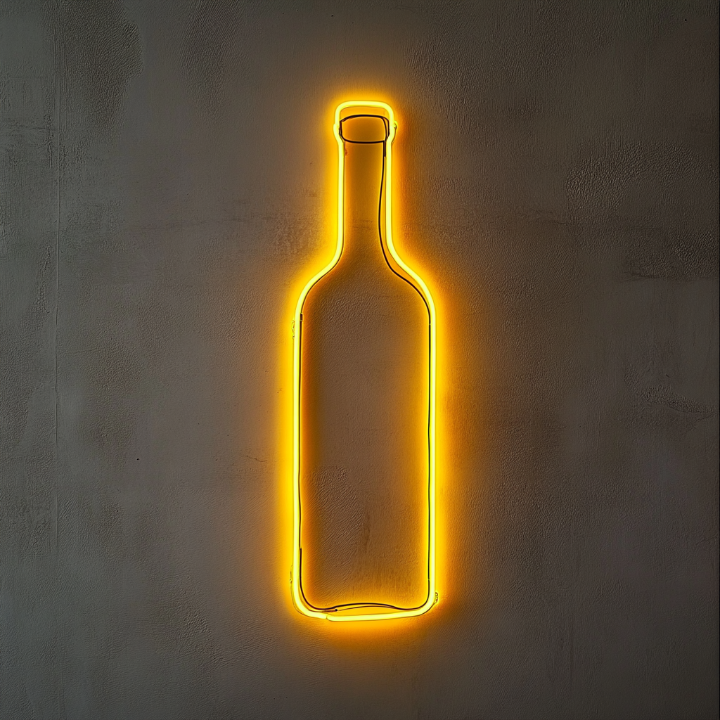 Bottle of Wine - Yellow Neon Sign, 18 Inches