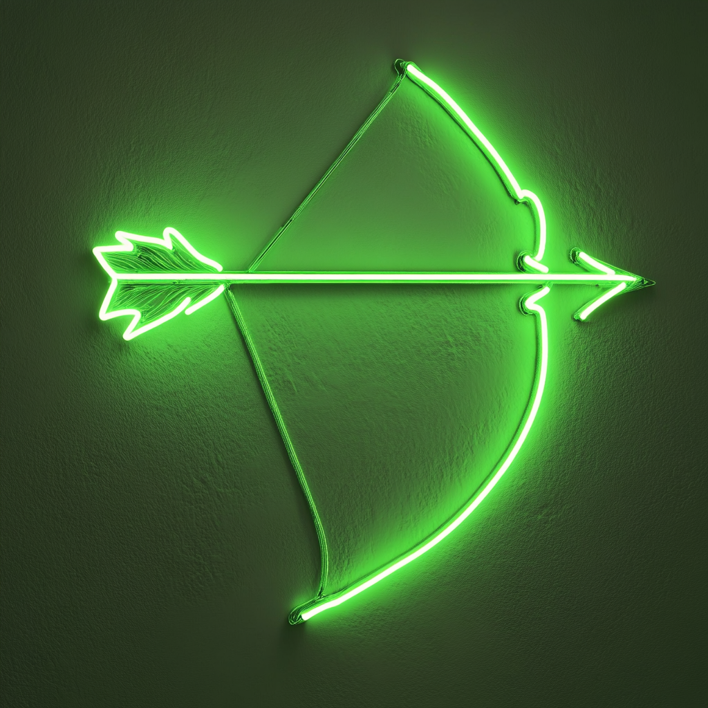 Bow and Arrow - Green Neon Sign, 18 Inches