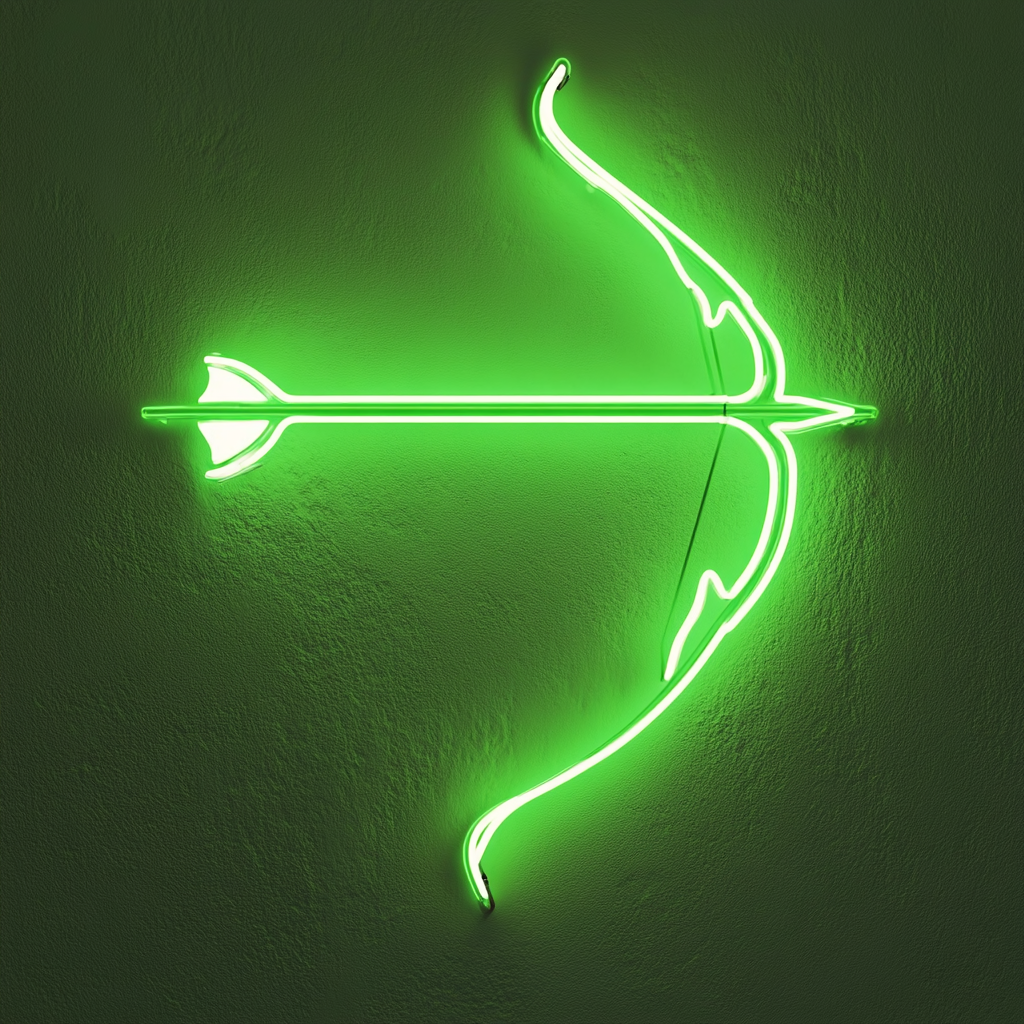 Bow and Arrow - Green Neon Sign, 18 Inches