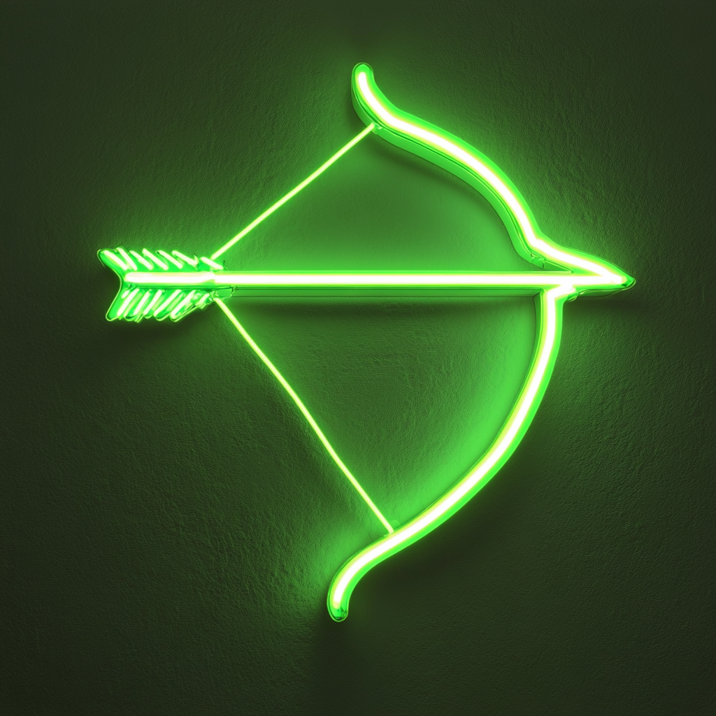 Bow and Arrow - Green Neon Sign, 18 Inches