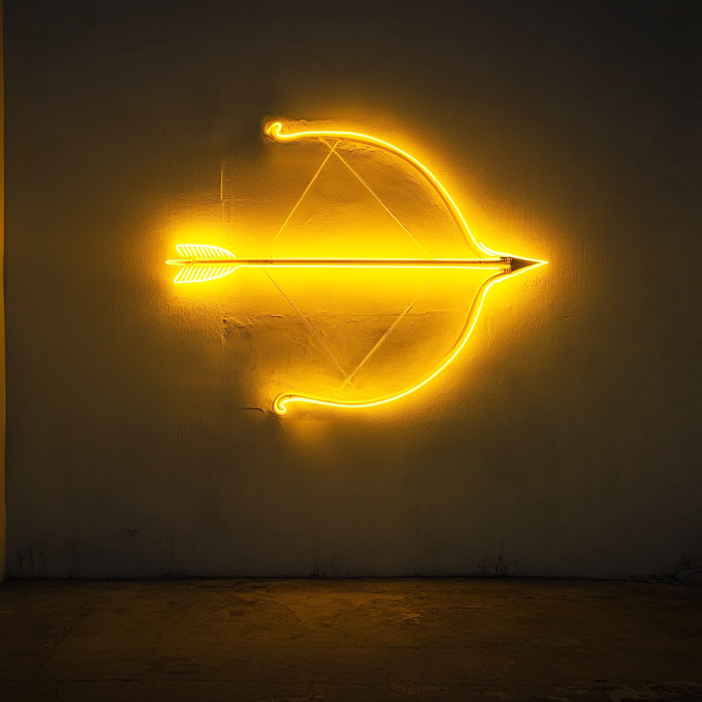 Bow and Arrow - Yellow Neon Sign, 18 Inches