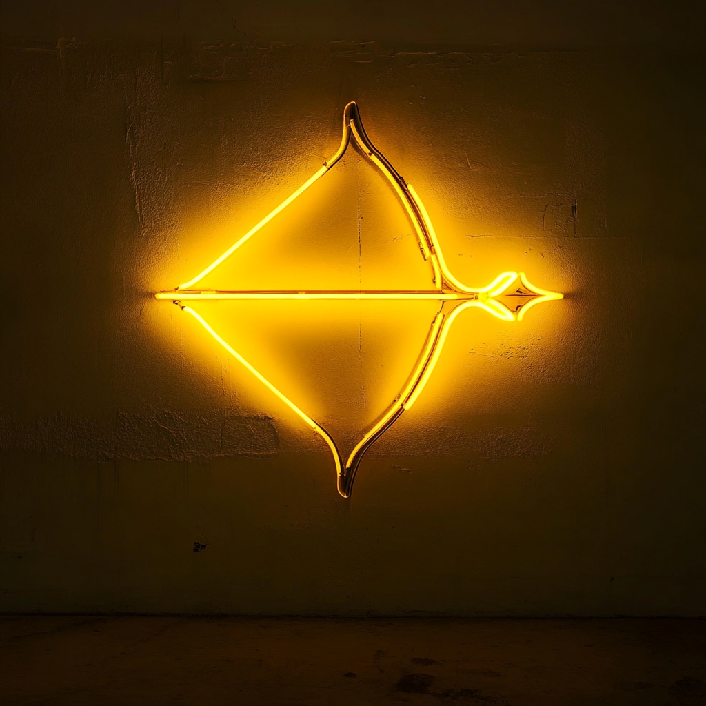 Bow and Arrow - Yellow Neon Sign, 18 Inches