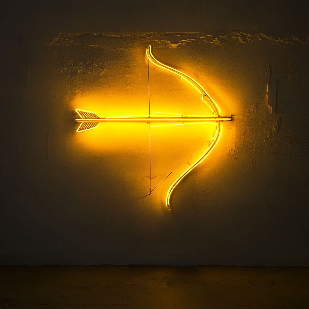 Bow and Arrow - Yellow Neon Sign, 18 Inches