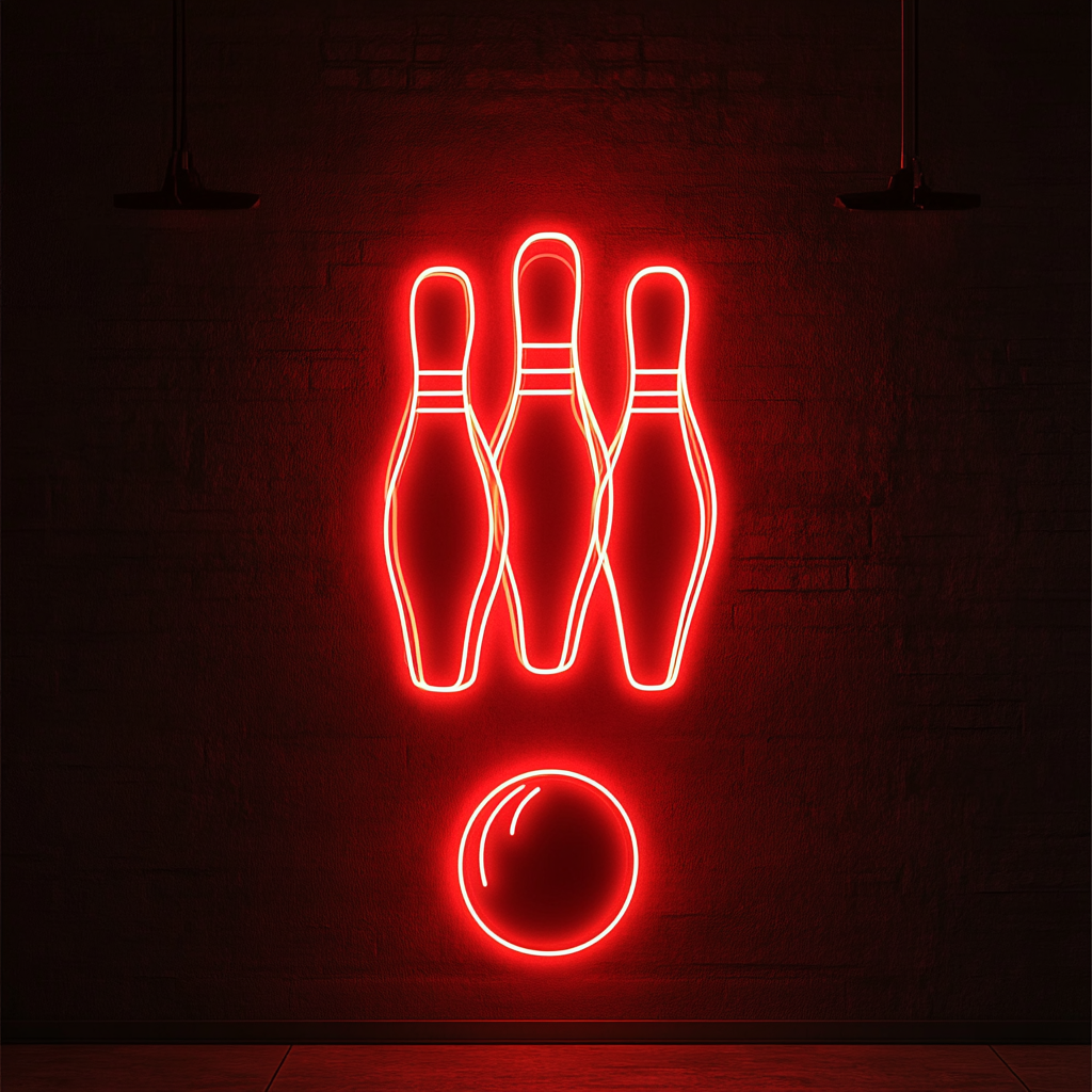Bowling Pins - Red Neon Sign, 24 Inches