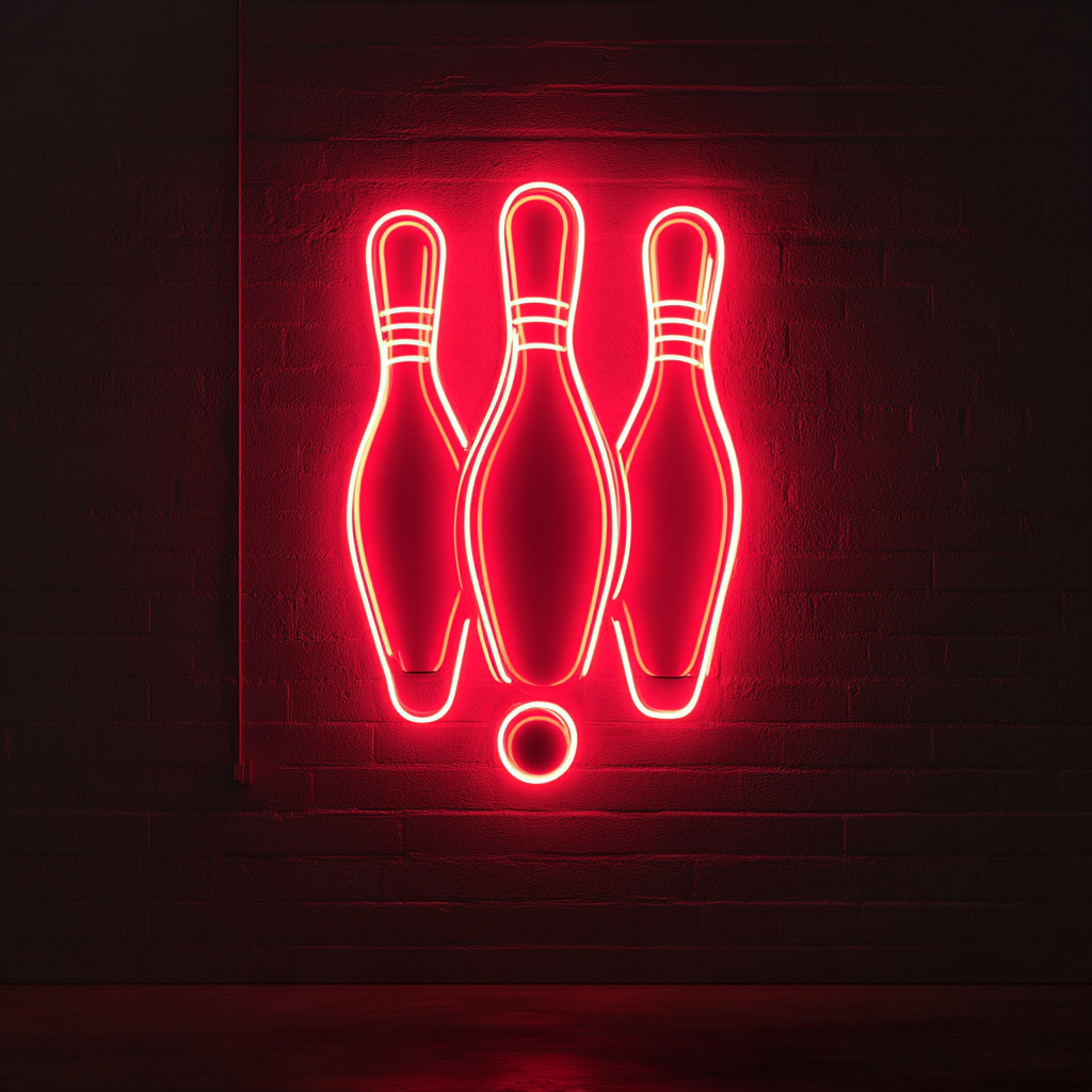Bowling Pins - Red Neon Sign, 24 Inches