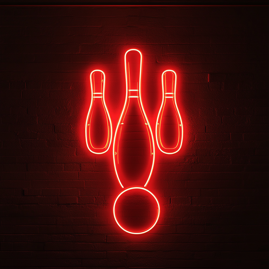 Bowling Pins - Red Neon Sign, 18 Inches