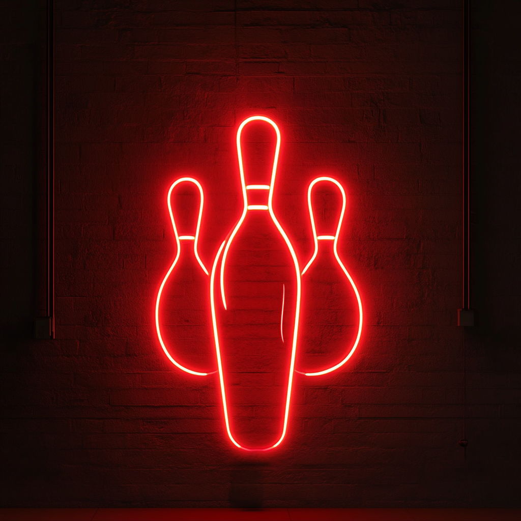 Bowling Pins - Red Neon Sign, 18 Inches